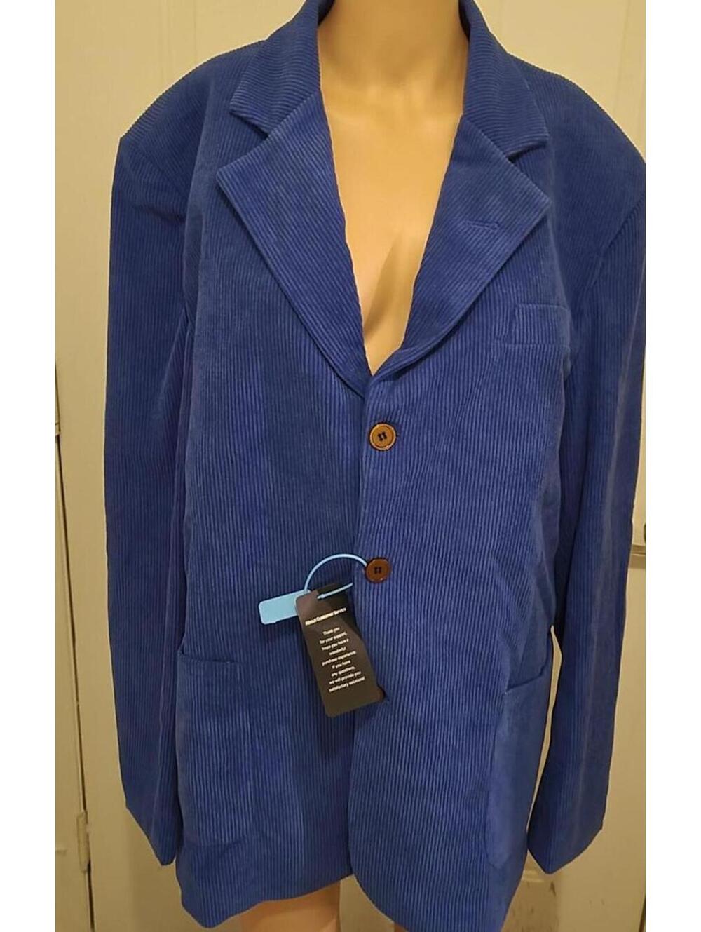 Men's Blue Corduroy Blazer Casual Vintage Jacket XL